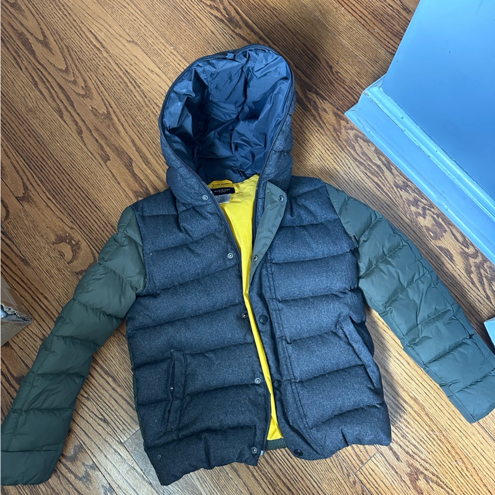 Stylish Kids Puffer Jacket - Gray and Green